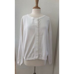 Vintage White Cotton Knit Boxy Cardigan